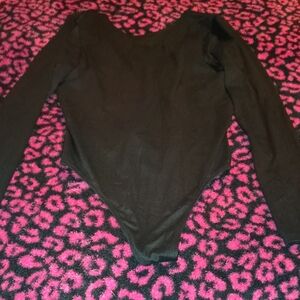 Long Sleeve Black Scoop Neck Bodysuit